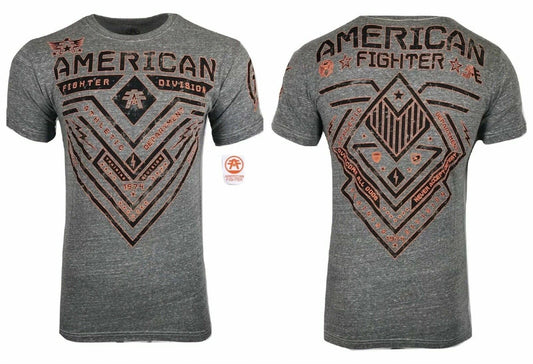 AMERICAN FIGHTER Mens T-Shirt CRYSTAL RIVER TB Premium Biker MMA Gray Gym 14