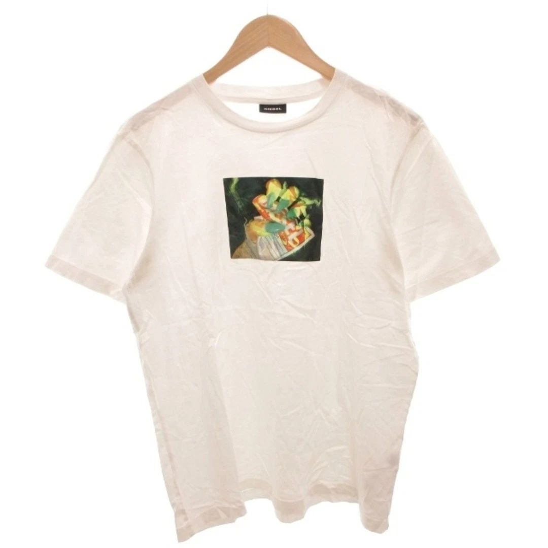 Diesel T-Shirt Photo Print Logo Short Sleeve M White Japan