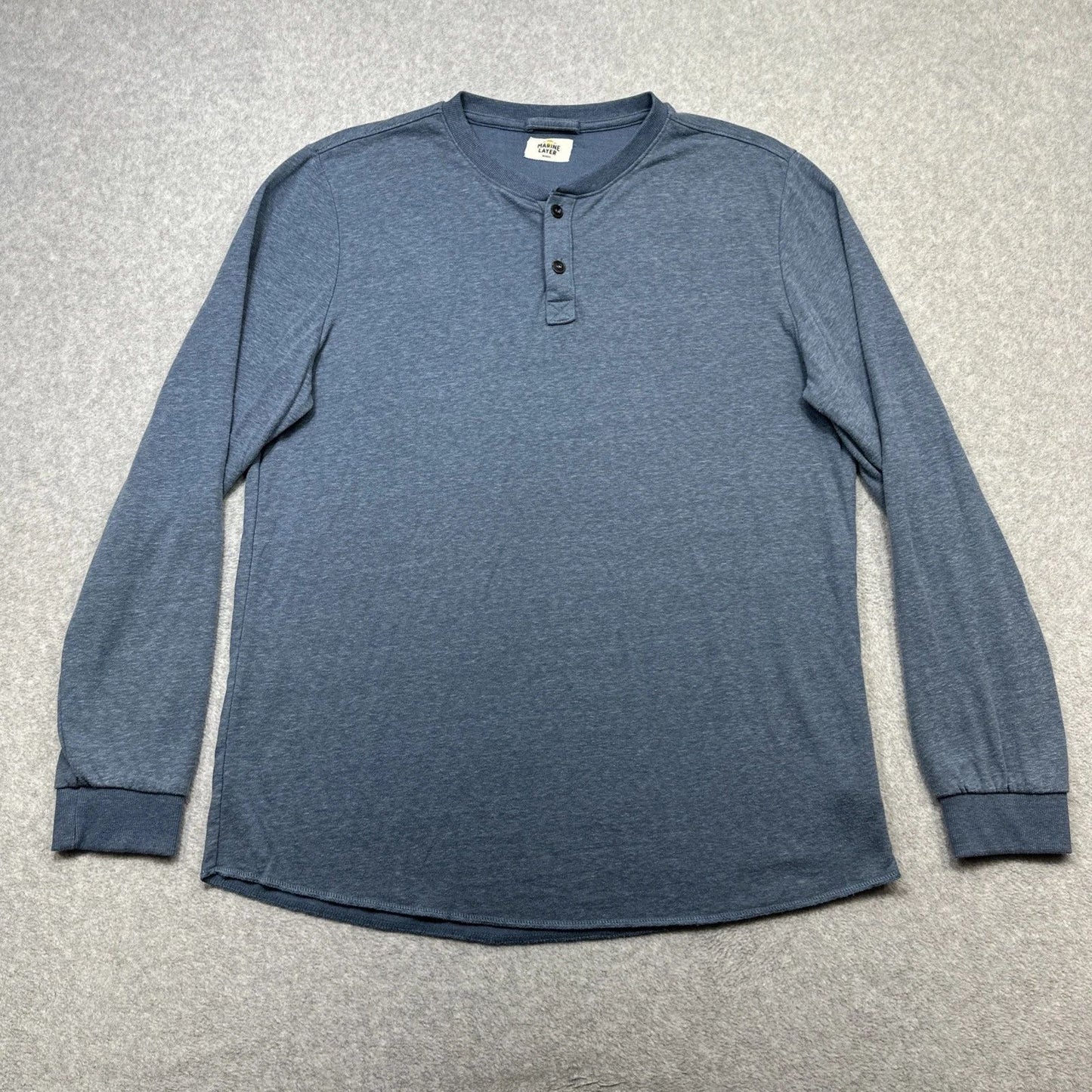 Marine Layer Shirt Marge Heather Blue Henley Everyday Wear Soft Double Knit