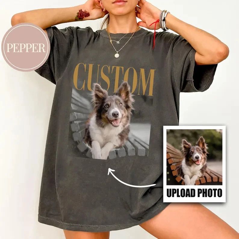 Custom Pet Photo Comfort Tee Dog Lover Personalized Picture
