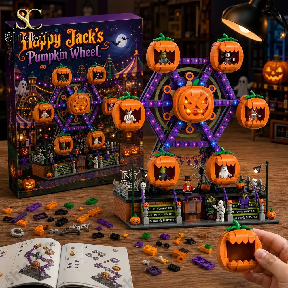 Happy Jack’s Pumpkin Wheel Halloween Night Building Brick Set