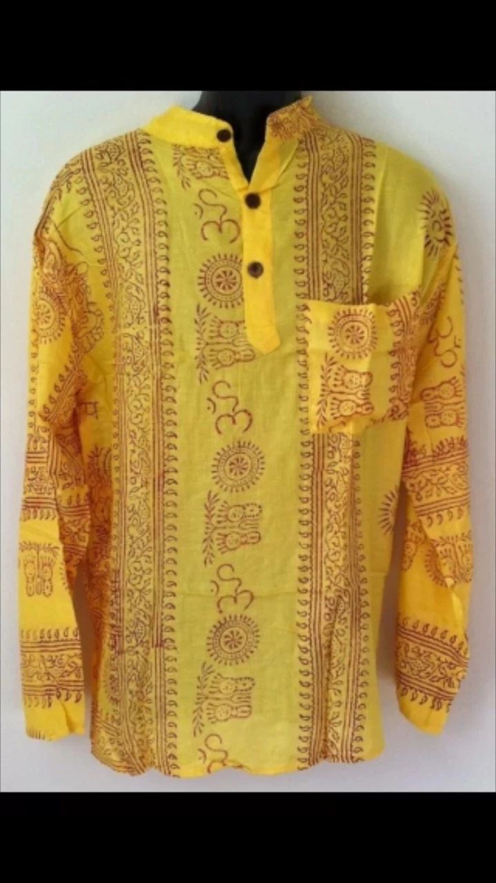 Hippie Hare Rama Om Ganesh Hindu Yoga T Shirt Kurta Top Unisex Prayer Handmade