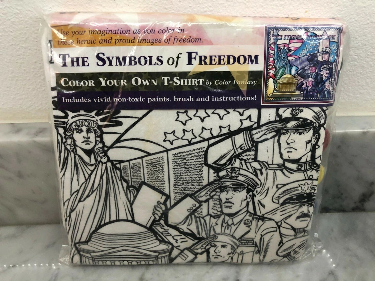 BRAND NEW THE SYMBOLS OF FREEDOM COLOR YOUR OWN T-SHIRT BY COLOR FANTASY