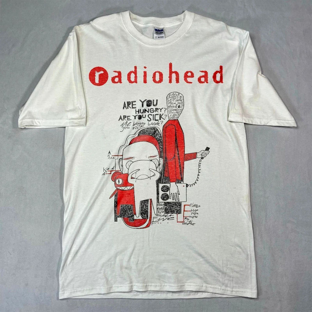 Vintage 90s Radiohead Rock Band Music White T-shirt Size S-5XL