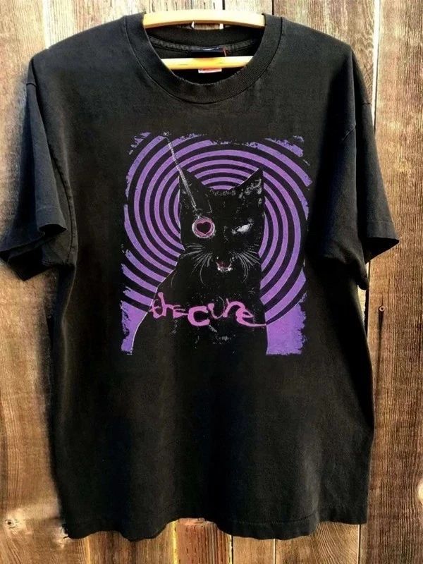 The Cure Music Rock Band T-Shirt Black Cat Rare design Unisex Men Women
