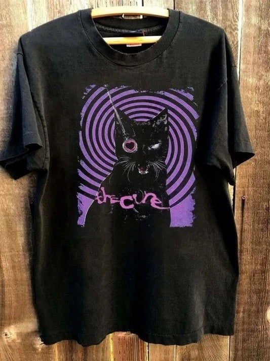 The Cure Music Rock Band T-Shirt Black Cat Rare design Unisex Men Women