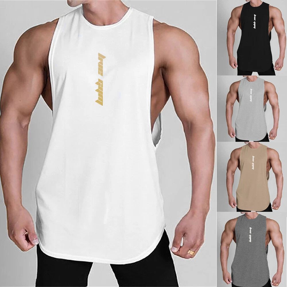 Mens Sleeveless Sports Tank Top Bodybuilding Tank Top Fitness Tank Top ▽