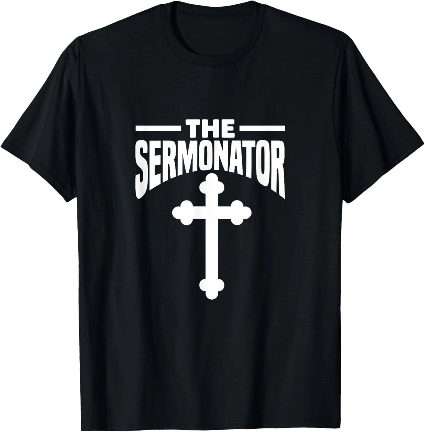 Mens The Sermonator Pastor Preacher Minister Christian Cross T-Shirt