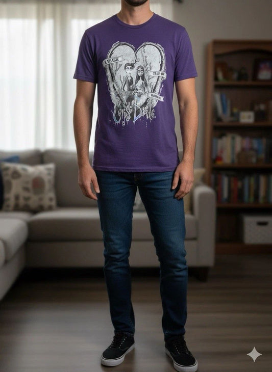 Tim Burton Corpse Bride Purple T-Shirt Size L Official Brand Tee