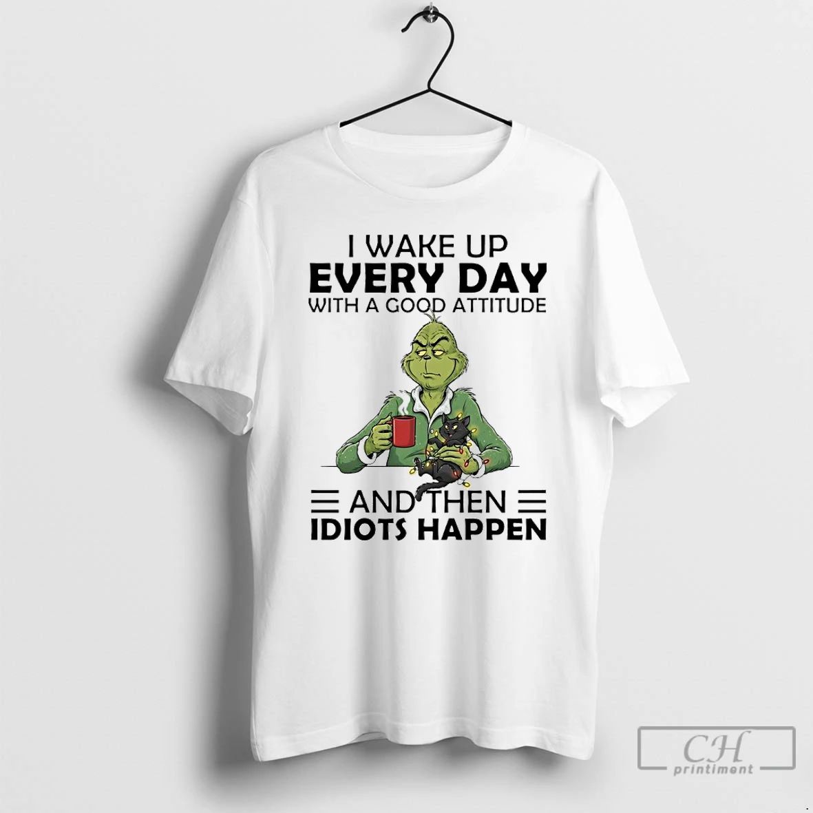 Classic Grinch And Cat Christmas Light I Wake Up Every Day With A Good Attitude