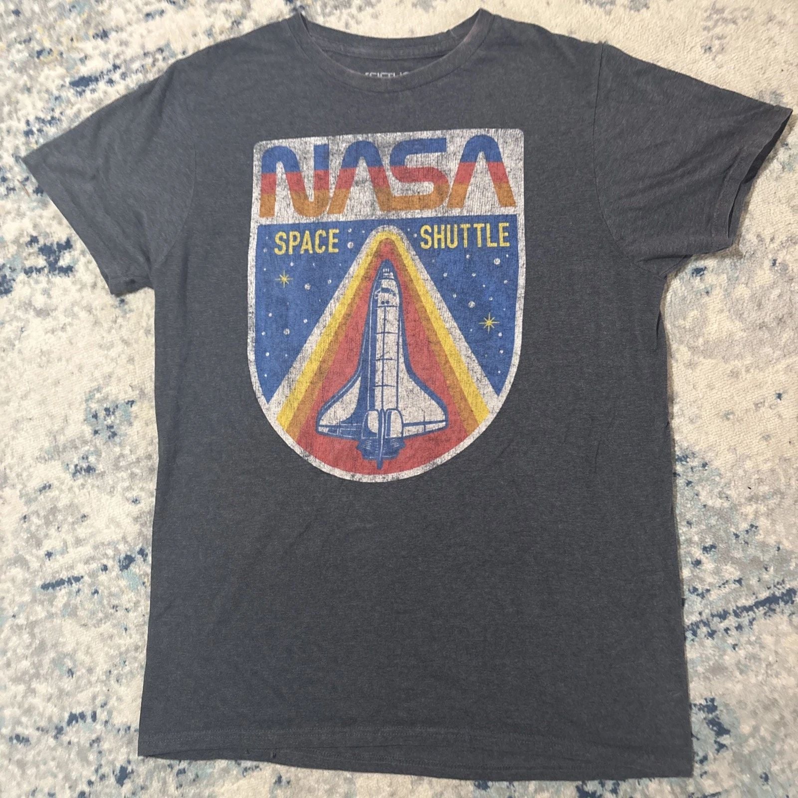 NASA Space Shuttle Shirt Mens Small Gray Fifth Sun Retro Graphic Tee Astronaut