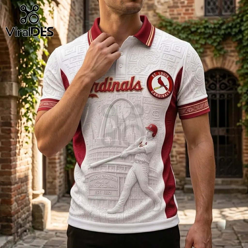 St. Louis Cardinals Busch Stadium Embossed Polo Shirt