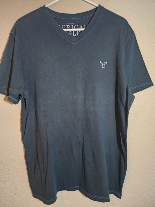 American Eagle Men's T-Shirt, Size Large, Navy Blue, Short Sleeve, V-Neck