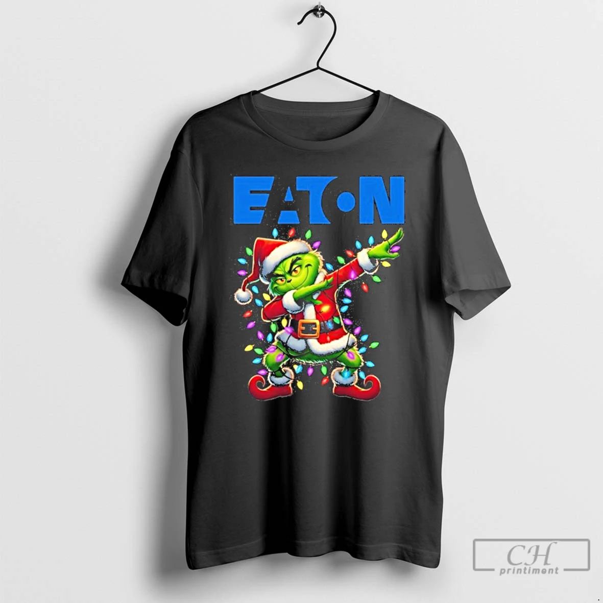 Classic Eaton Logo X Grinch Dabbing Light Christmas T Shirts