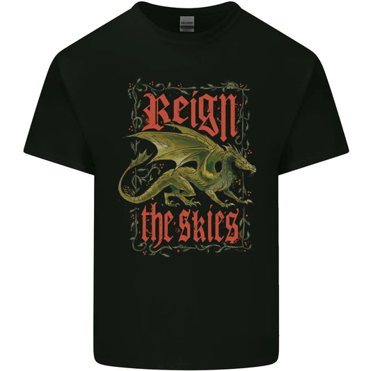 Fantasy Dragons Reign the Skies Mens Cotton T-Shirt Tee Top