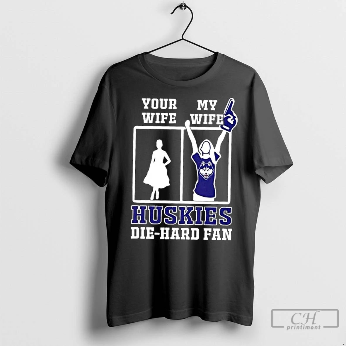 Classic My Wife Connecticut Huskies Football Die Hard Fan