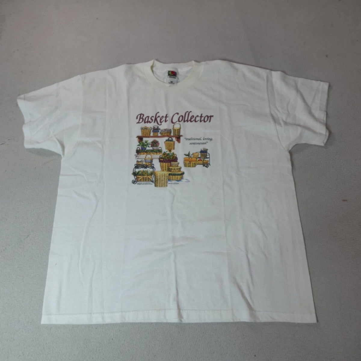 Basket Collector Shirt Mens 2XL White Boho Hippie Vintage Graphic T-Shirt