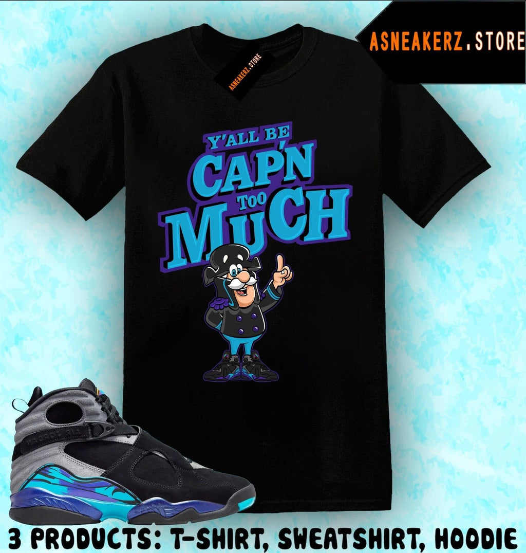 Shirt To Match AJ 8 Aqua 2025 Sneaker Matching Tee Sneakerhead Captain T-Shirt