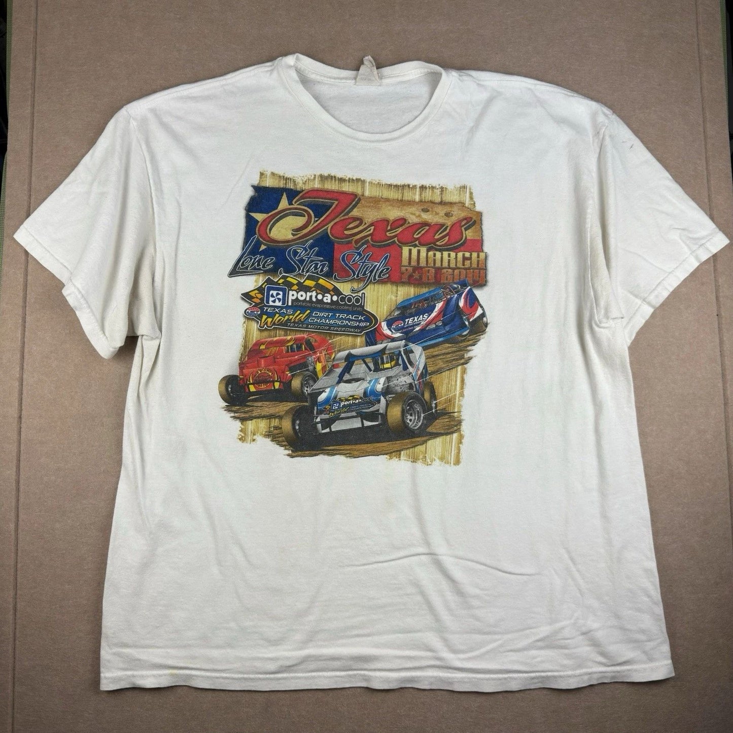 Texas World Dirt Track Championship Racing T-Shirt White Men’s XL/2XL