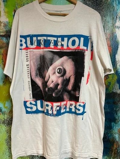 BUTTHOLE SURFERS band rock Short Sleeve White Cotton T Shirt Full Size S-5XL