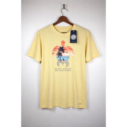 Life Is Good T Shirt Men's Large Sea Turtle Beach Sunset Vacation Summer NEW