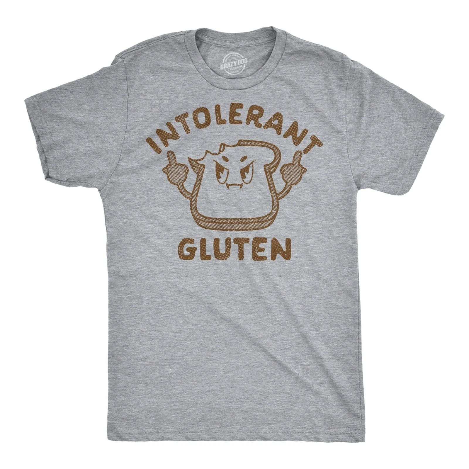 Mens Funny T Shirts Intolerant Gluten Sarcastic Food Graphic Novelty Tee for Men
