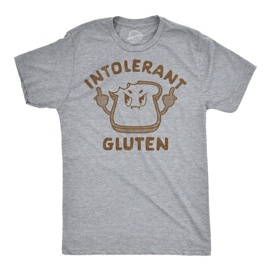 Mens Funny T Shirts Intolerant Gluten Sarcastic Food Graphic Novelty Tee for Men
