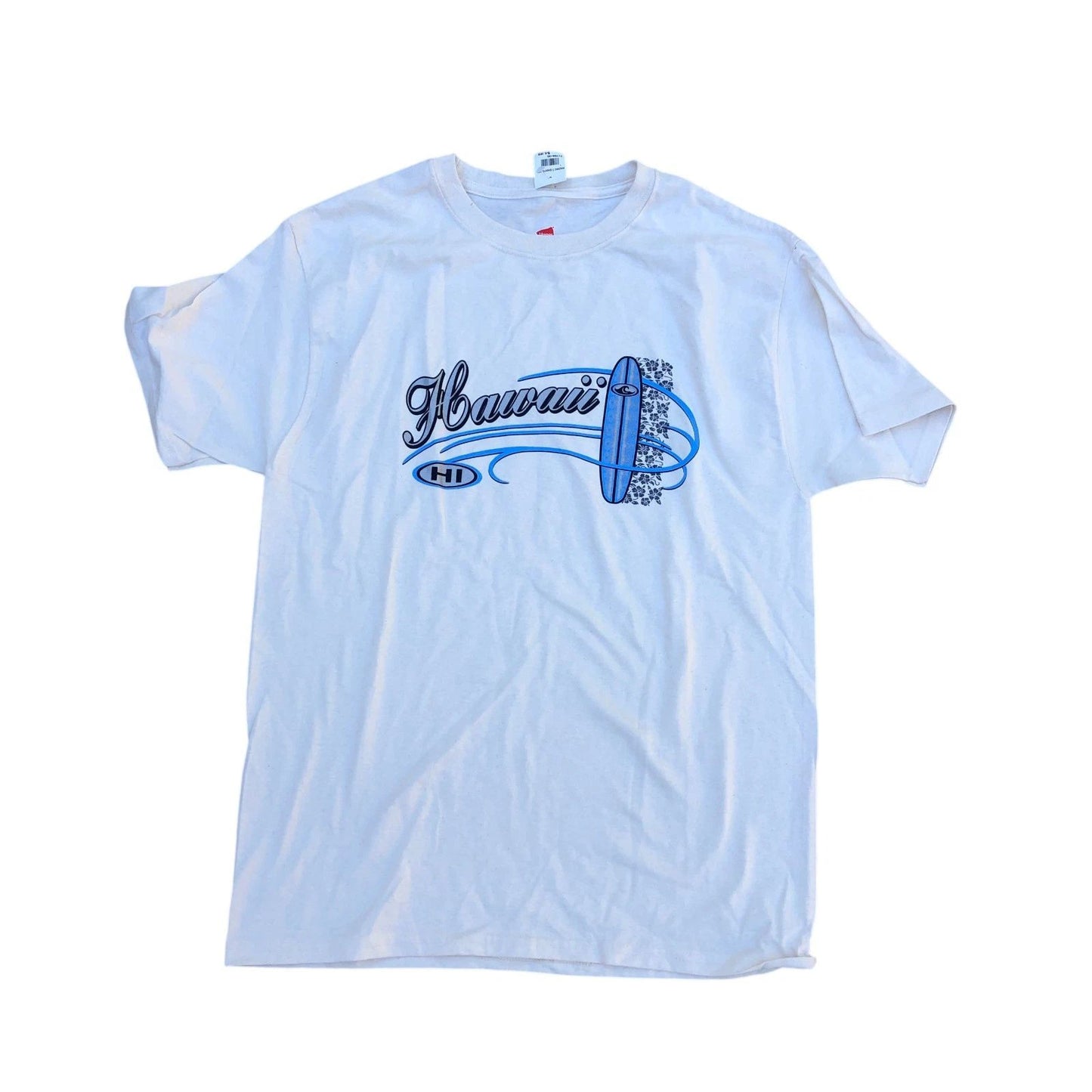 HANES Hawaii Surfboard T Shirt Men's MED White Short Sleeve Crew BRAND NEW