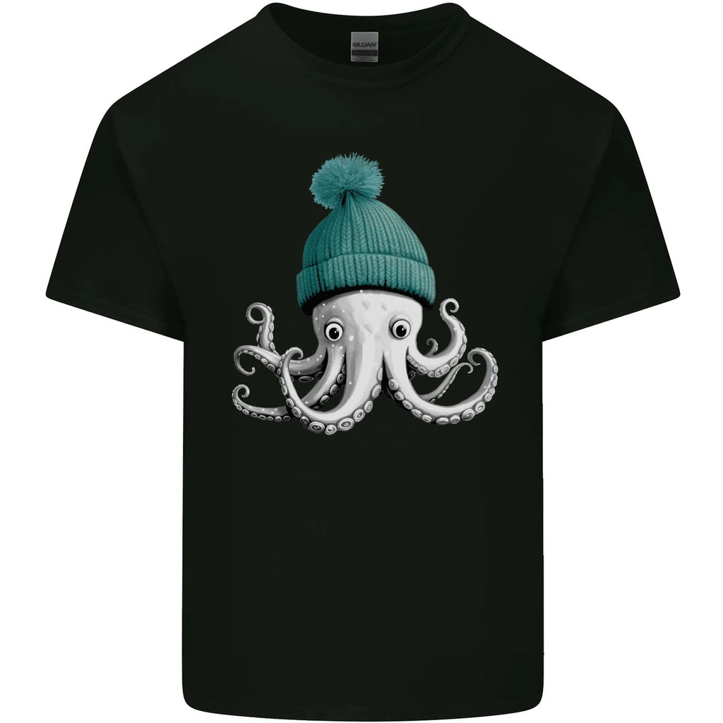 A Cute Baby Octopus in a Hat Scuba Diving Mens Light Cotton T-Shirt