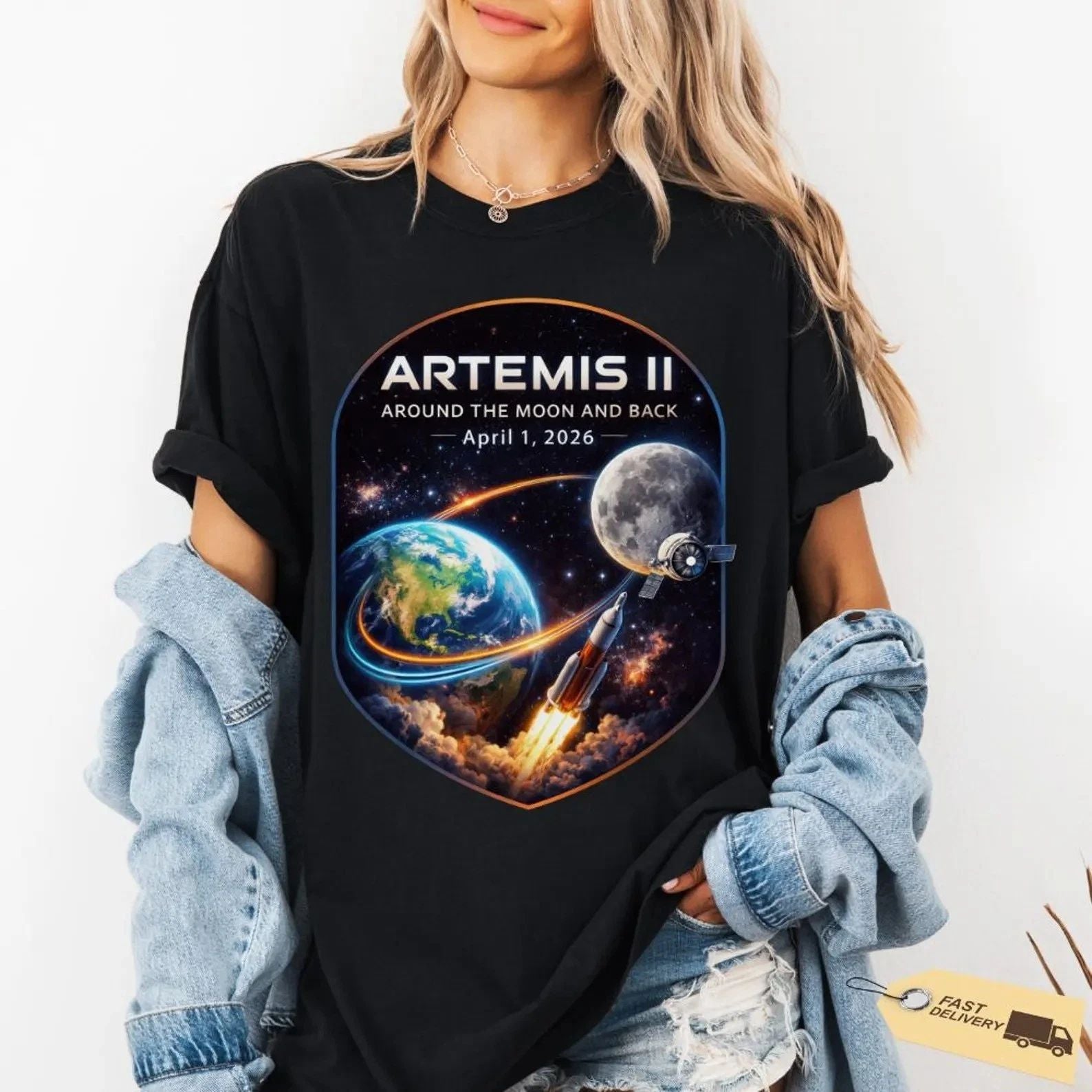 Artemis II Journey Around The Moon 2026 Shirt Space Exploration Tee S-5XL
