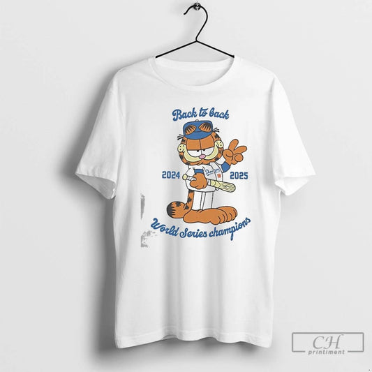 Premium Lasagna Cat Los Angeles Dodgers Back 2 Back World Series Champions 2025 T Shirts