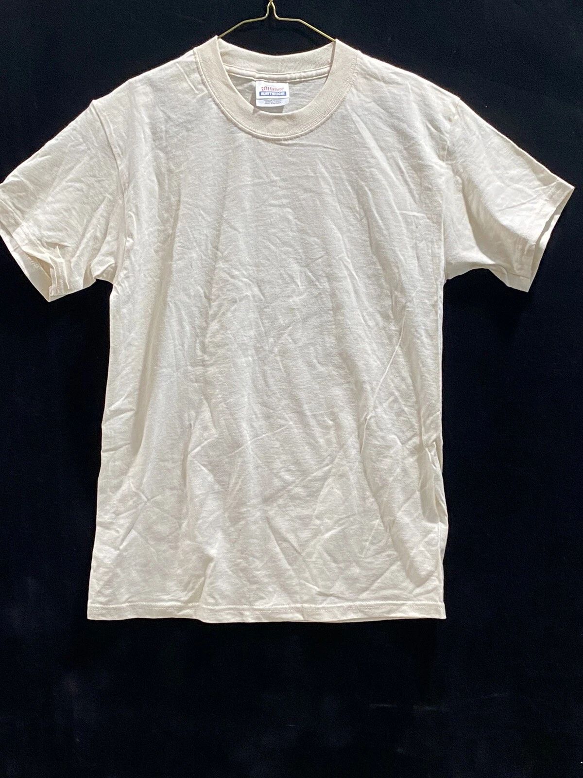 Vintage 90s Hanes HEAVYWEIGHT T-shirt - Blank Beige NOS Small (100% cotton)