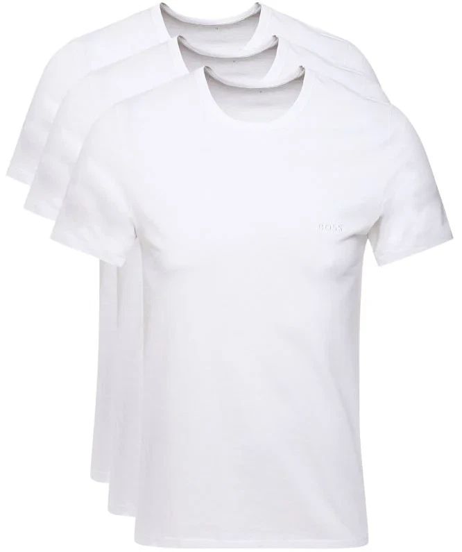 Mens T-Shirts BOSS White 3 Pack Short Sleeve With Logo - Size M