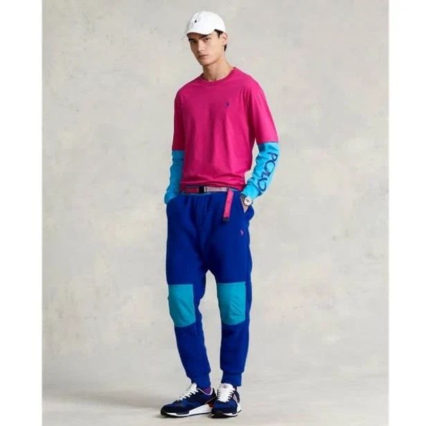 Polo Ralph Lauren Classic Fit Long Sleeve T-Shirt, Accent Pink/Cove Blue, Size L