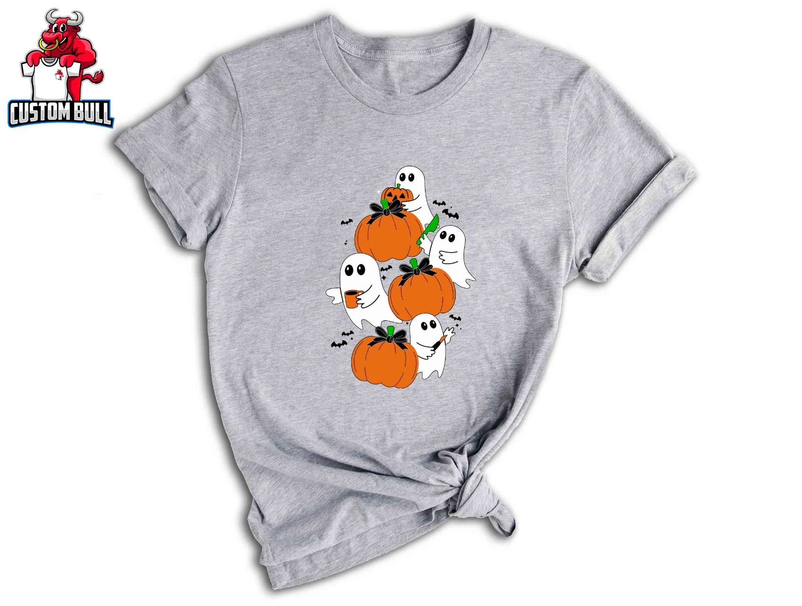Ghost Pumpkin Shirt, Vintage Pumpkin Halloween Shirt, Flower Halloween Shirt