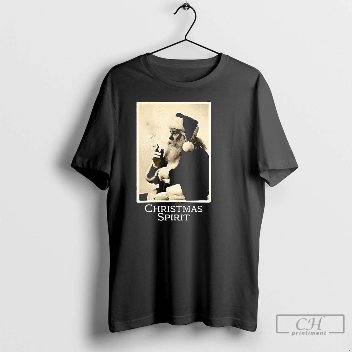 Premium Santa Claus Smoking Christmas Spirit Vintage T Shirts