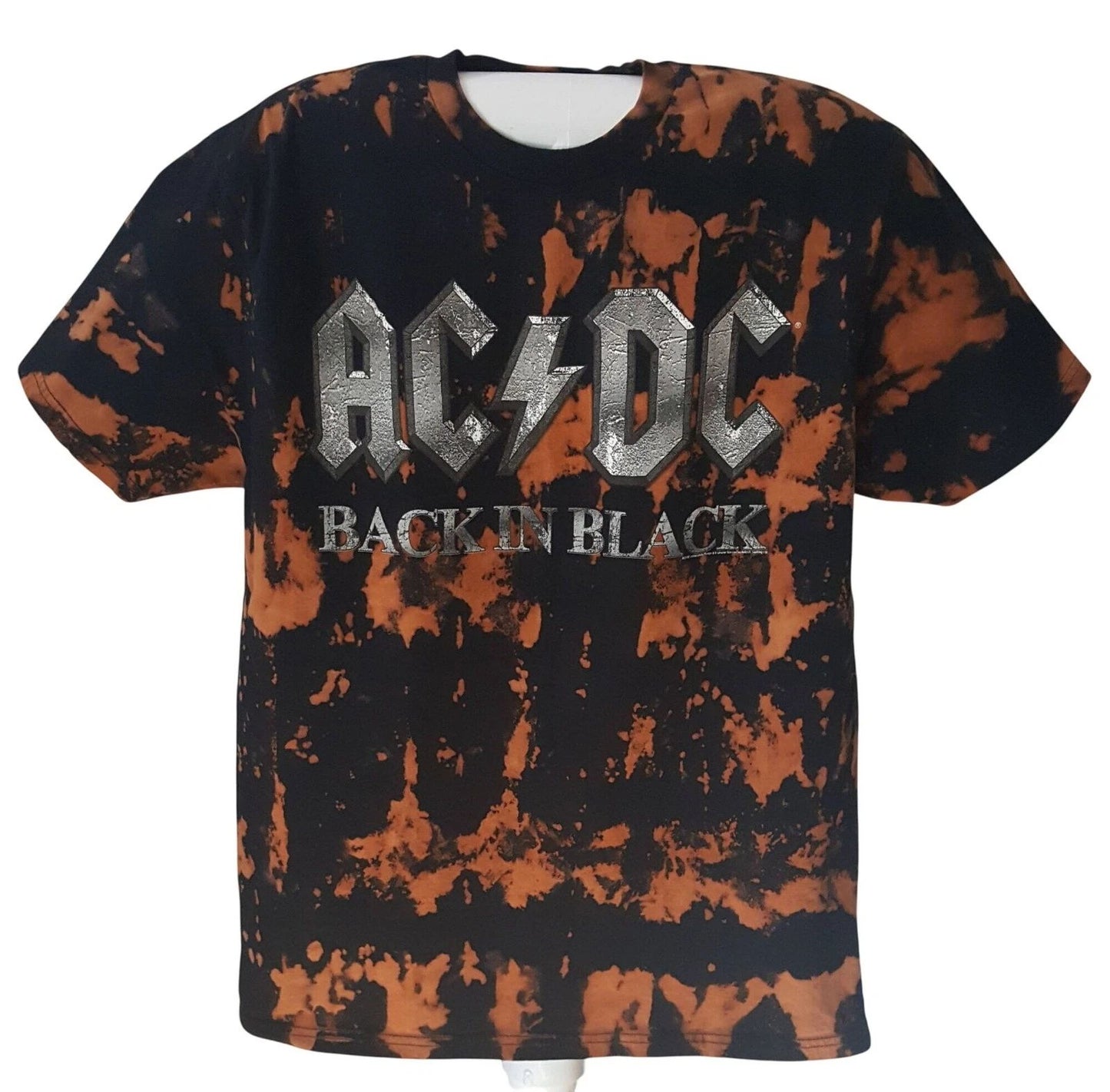 AC DC Custom Bleached Vintage Inspired Tee Shirt Rock Band Unisex LARGE