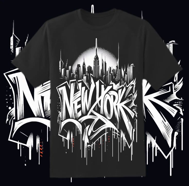 New York Graffiti Streetwear T-Shirt Urban City NYC Hip Hop Style Tee