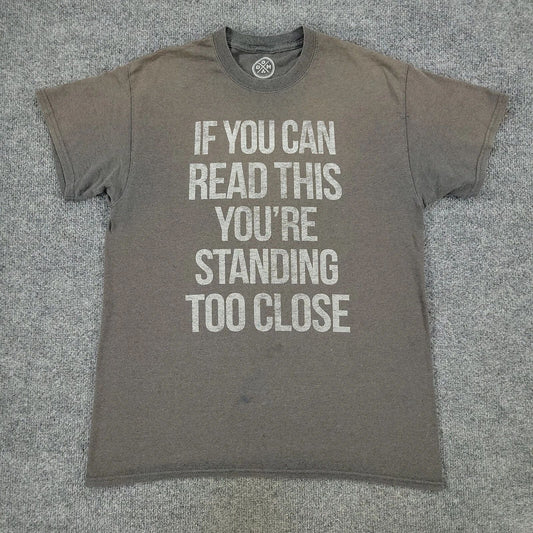 DOM Shirt Men's Medium Gray Humor Funny Graphic Tee Crew Neck Short Sleeve Adult
