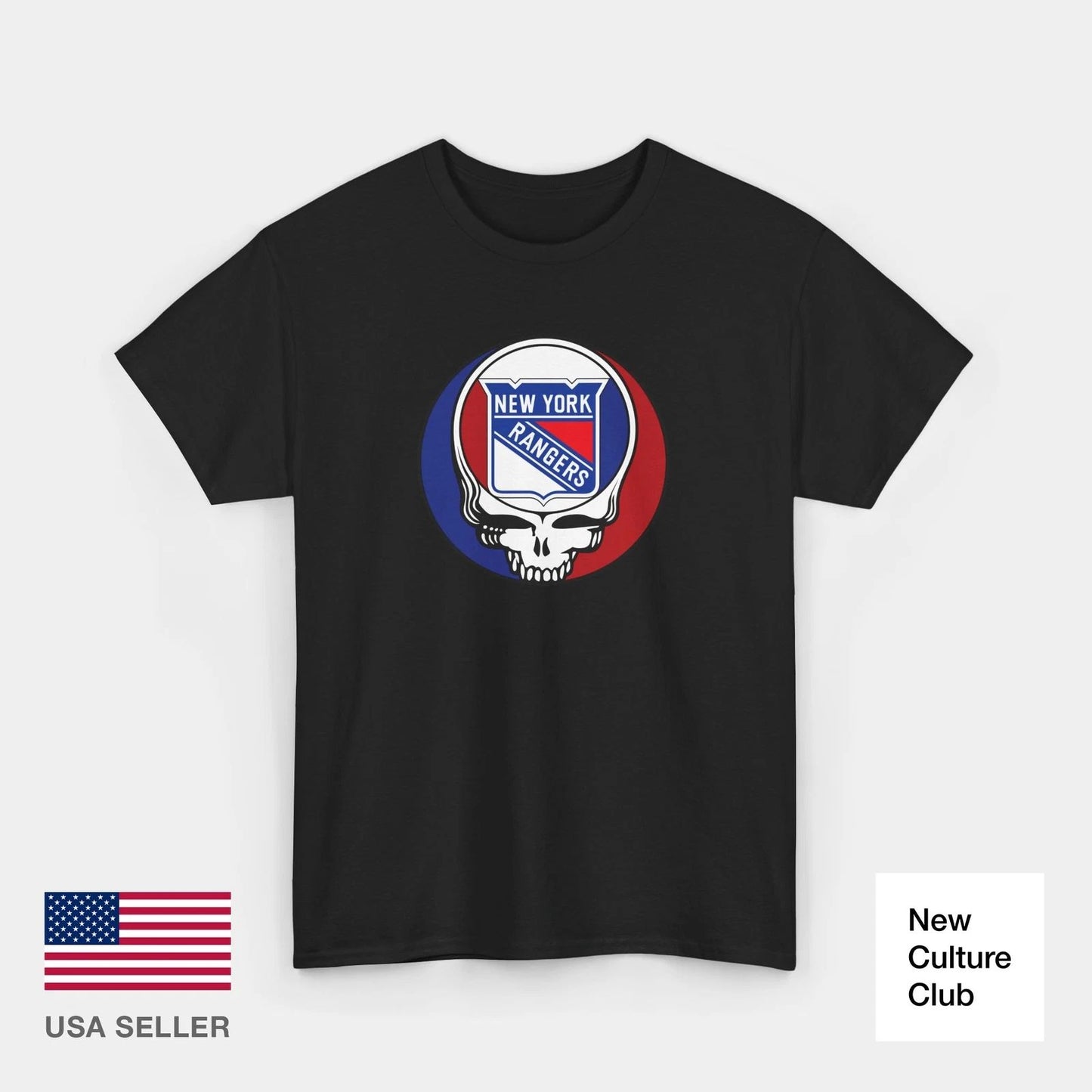 Grateful Dead New York Rangers Steal Your Face Deadhead Hockey NYC T Shirt Tee