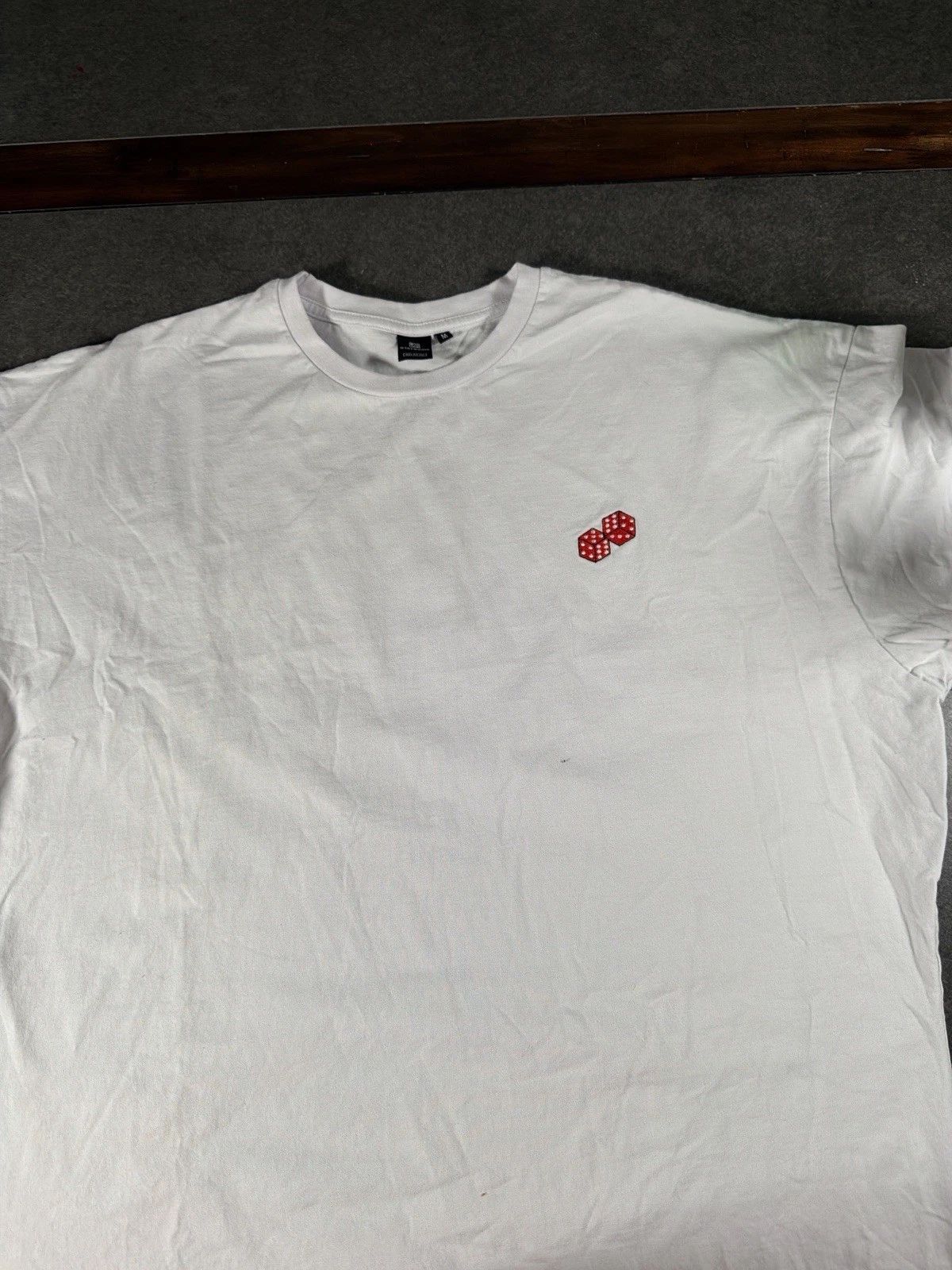 Stateside Soft Fit White T-Shirt Dice Embroidery Minimal Streetwear Men’s Medium
