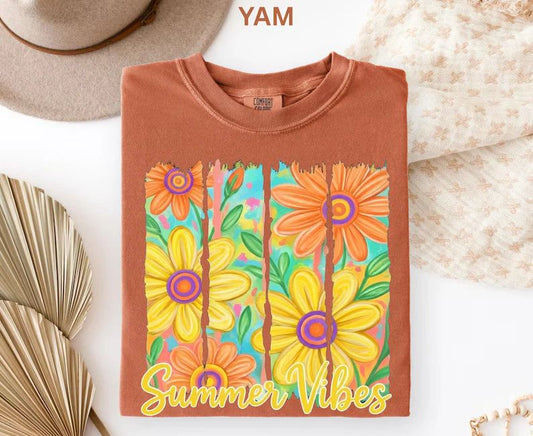 Summer Vibes Daisy Comfort Tee Shirt Aesthetic Flower Graphic Gift