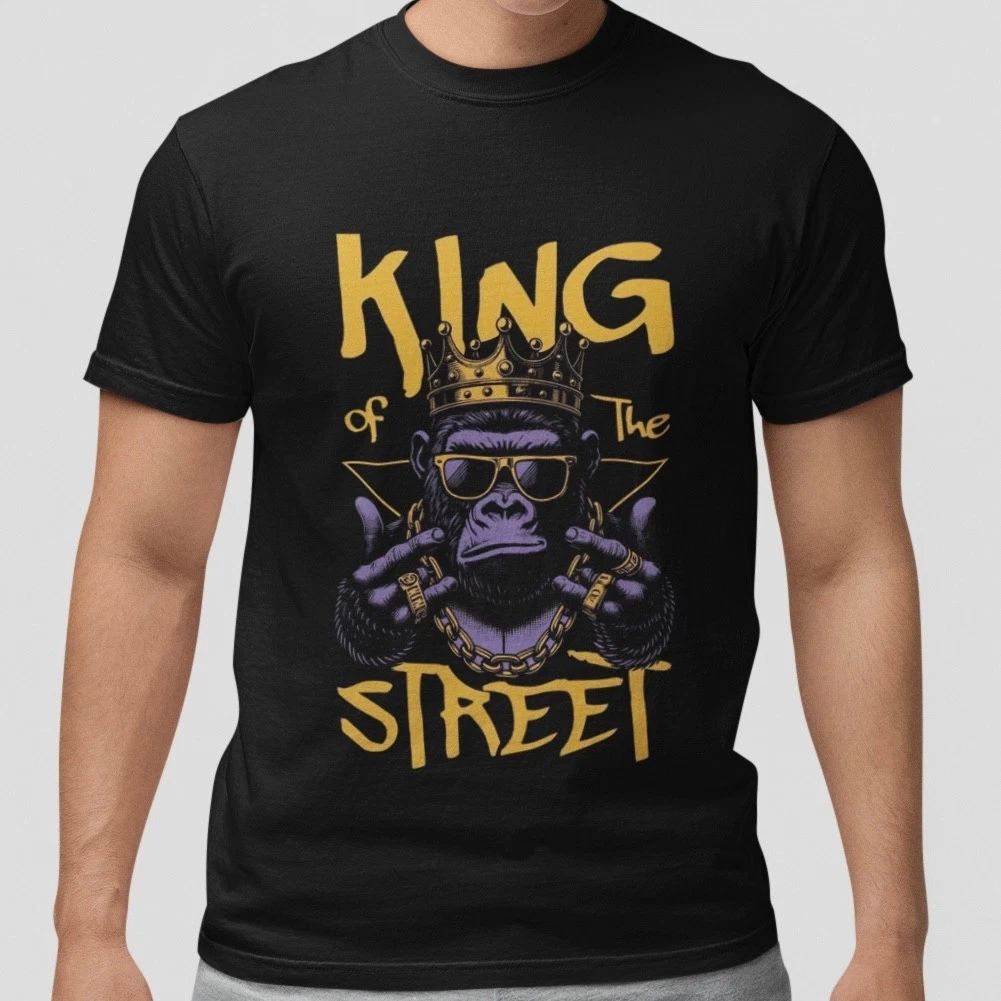 King of The Street Gorilla Graphic Tee Hip Hop Style Urban Streetwear Unisex Top