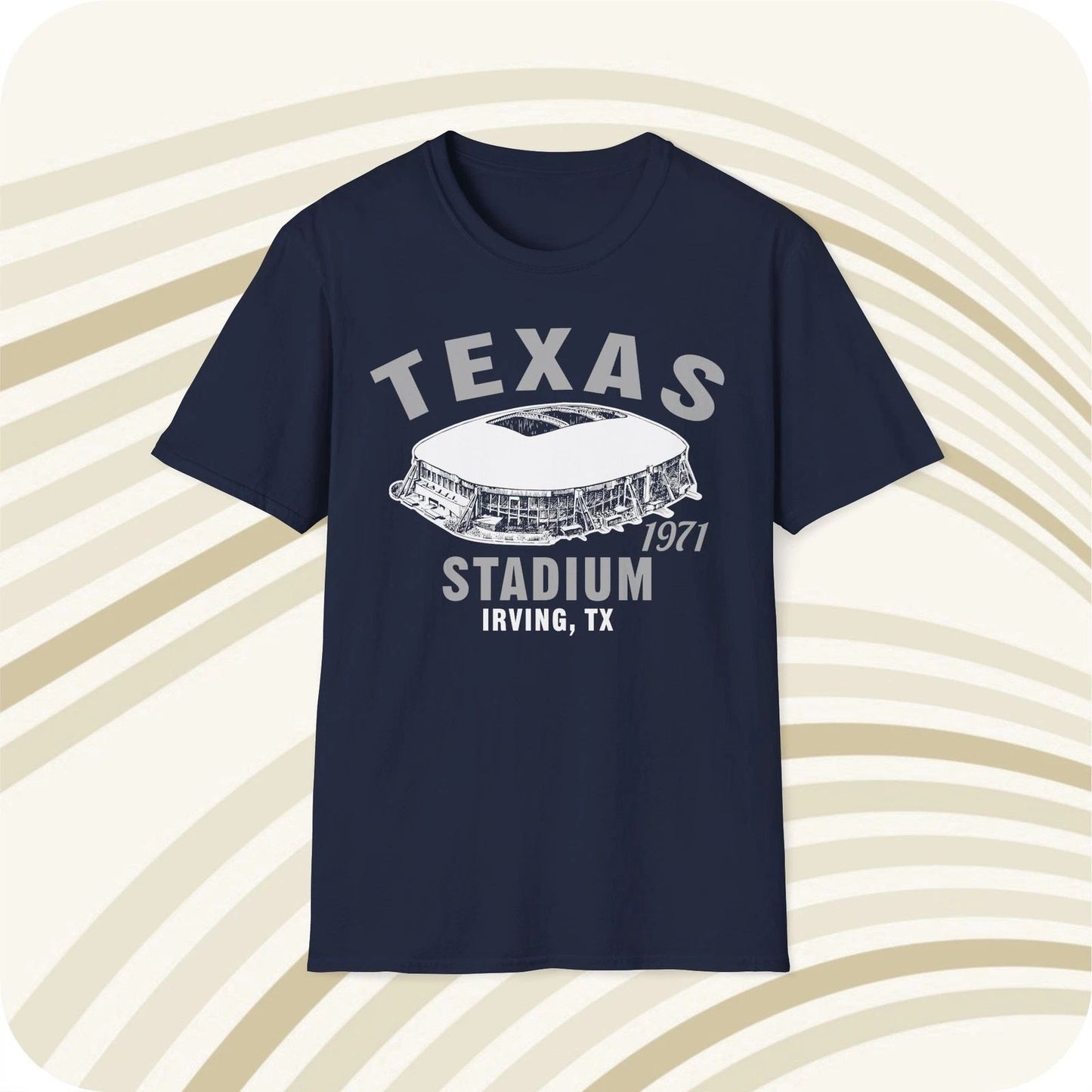 Throwbackmax Texas Stadium 1971 Classic Cut Football T-Shirt - Dallas Cowboys