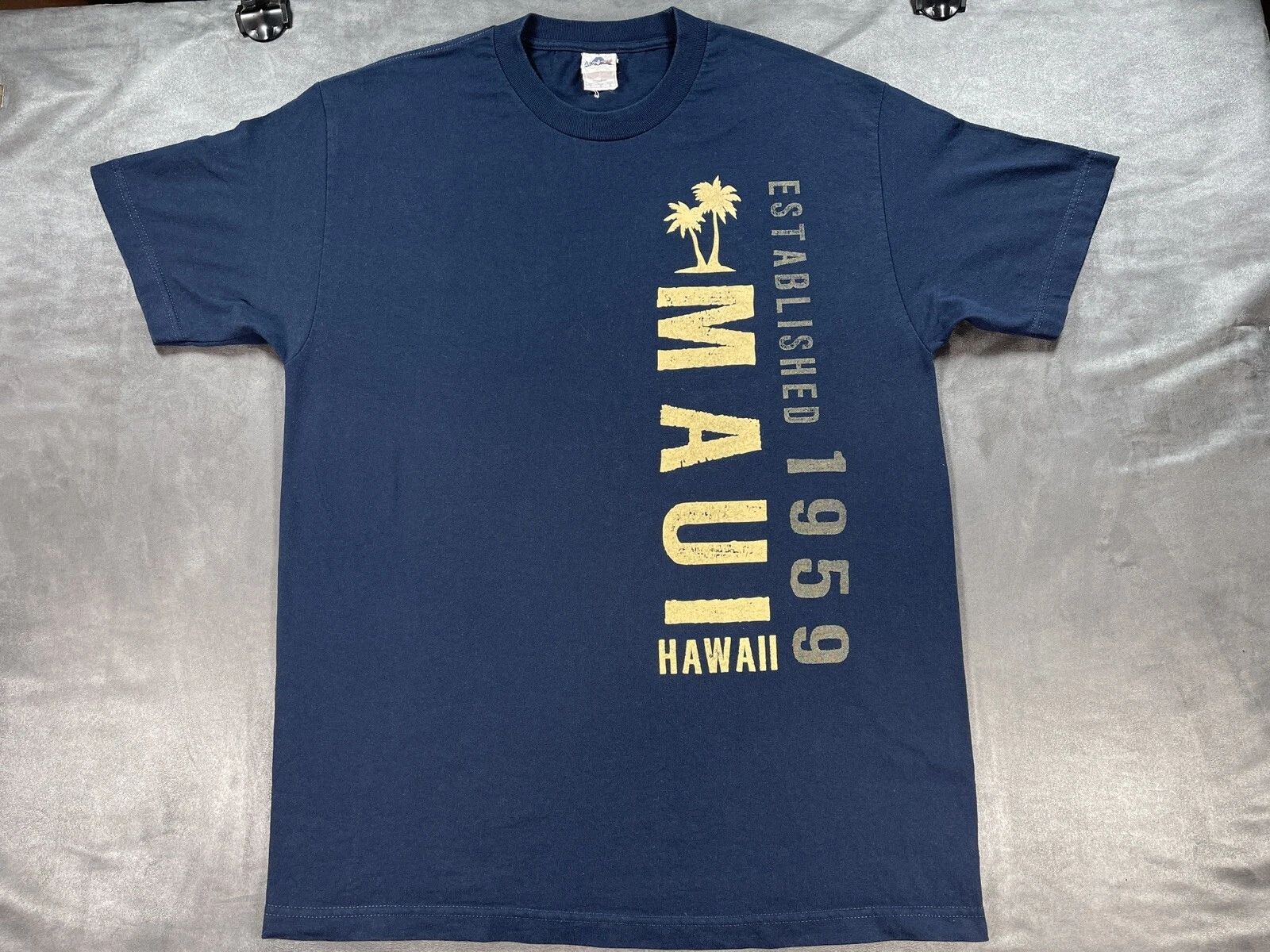 Vintage AAA Maui Hawaii Islands Palm Trees Shirt Blue Large Pacific Ocean Surf