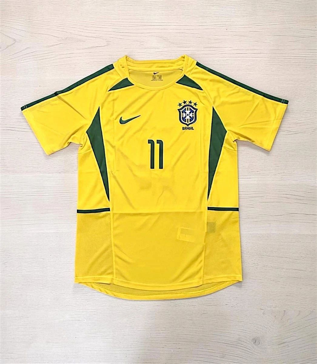 Retro Brazil 2002 World Cup Home Jersey Ronaldinho #11