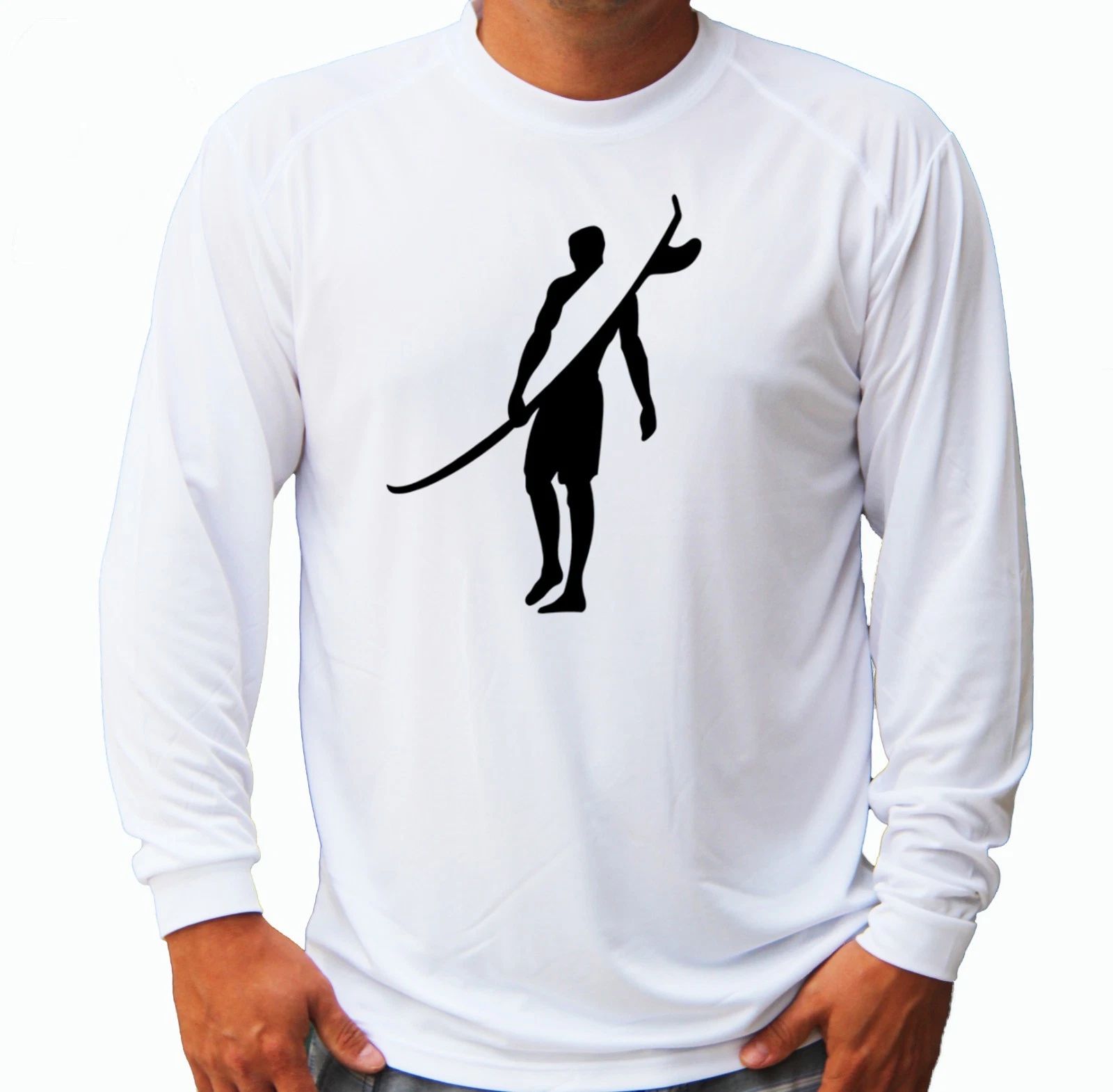 Surfer Board Surfing Board Long Sleeve UPF 30 T-Shirt Beach Sport UV Protection
