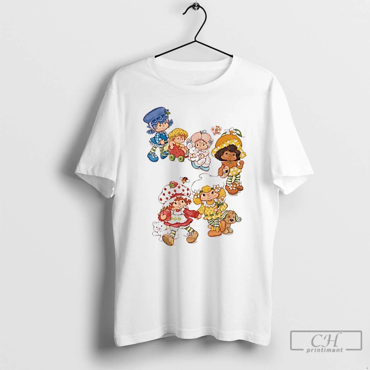 Classic Strawberry Shortcake Group Boyfriend Fit Girls T Shirts