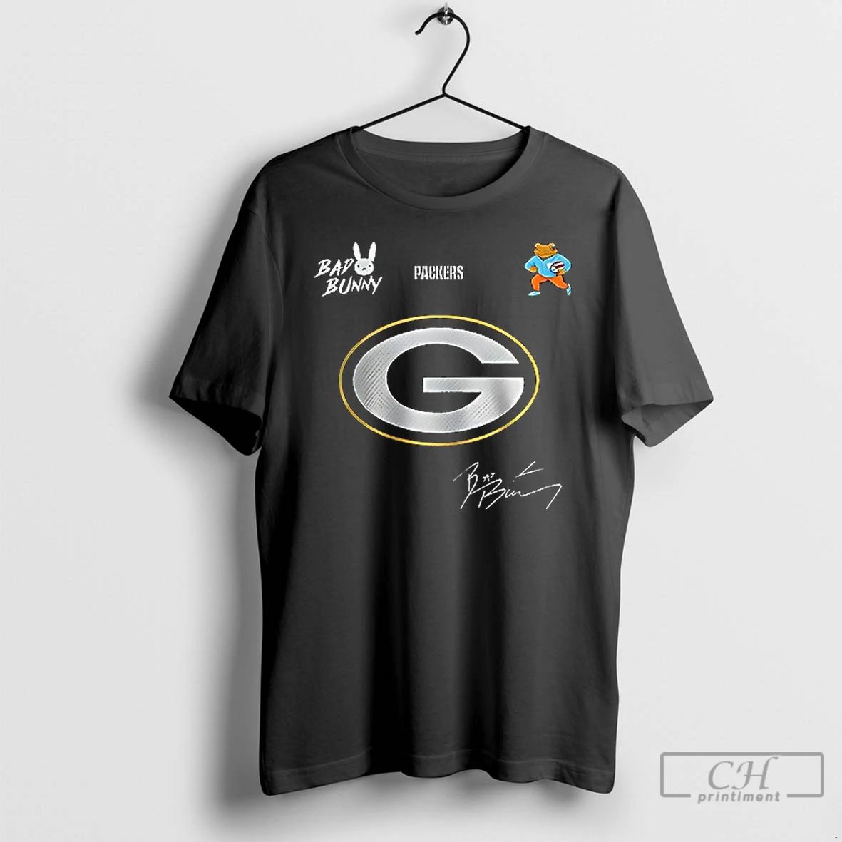 Green Bay Packers X Bad Bunny Benito Football Mascot Signature T Shirts