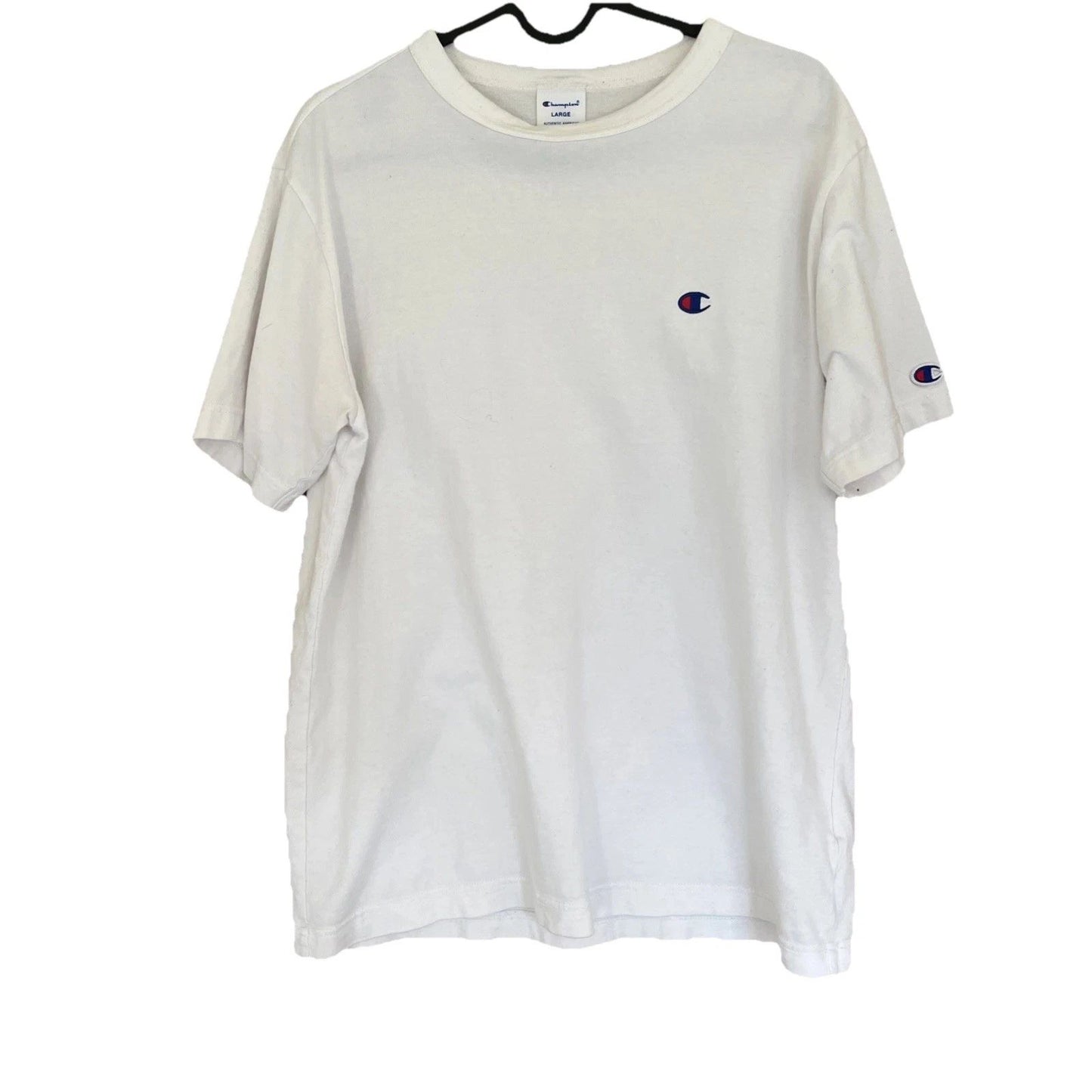 Champion T-shirts One point Logo embroidery Simple Solid Size L White